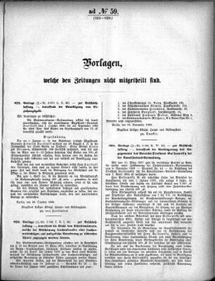 Anlage: ad No.59 (822-825), Vorlagen, welche den Zeitungen nicht mitgeteilt sind