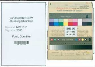 Entnazifizierung Guenther Von Der Forst , geb. 17.12.1897 (Arbeiter)