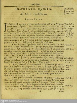 Disputatio Quinta, Ad Lib. V. Pandectarum