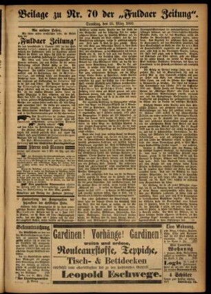 Zweite Ausgabe vom Samstag, den 25. März 1893.