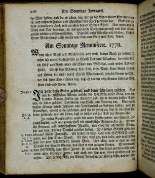 Am Sonntage Reminiscere. 1778. - Am Sonntage Oculi. 1778.