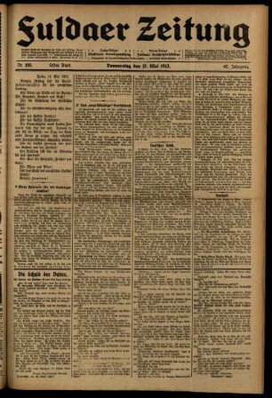 Erste Ausgabe vom Donnerstag, den 15. Mai 1913.