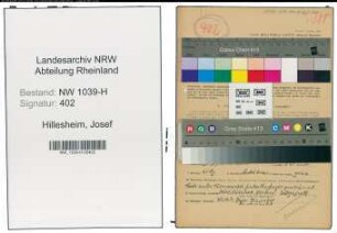 Entnazifizierung Josef Hillesheim , geb. 02.02.1902 (Arbeiter)