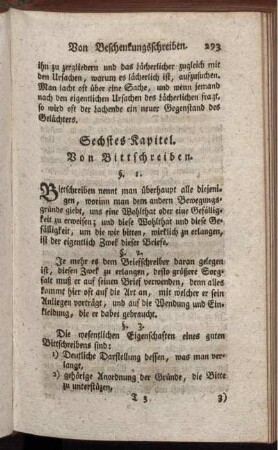 Sechstes Kapitel. Von Bittschreiben