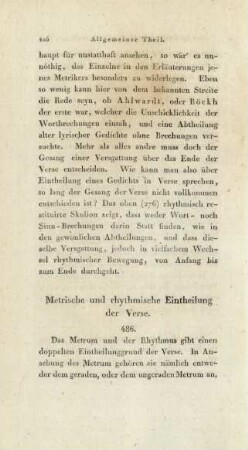 Metrische und rhythmische Eintheilung der Verse.