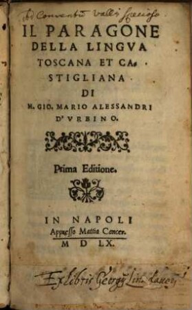 Il Paragone della lingua Toscana et Castigliana