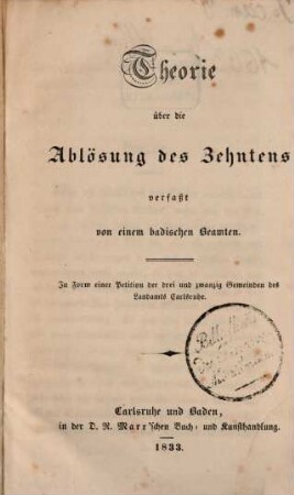 Theorie über die Ablösung des Zehntens