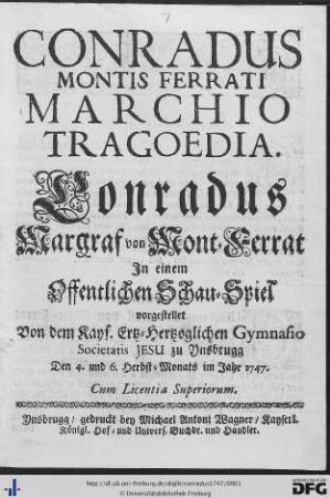 Conradus Montis Ferrati Marchio Tragoedia