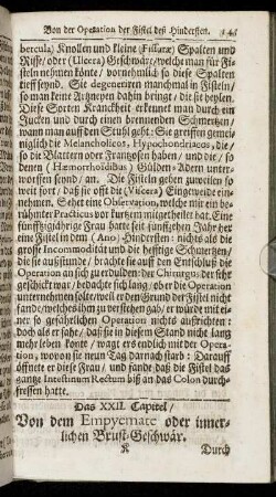 Das XXII. Capitel. Von dem Empyemate oder innerlichen Brust-Geschwär.