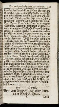 Das XXII. Capitel. Von dem Empyemate oder innerlichen Brust-Geschwär.