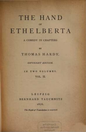 The hand of Ethelberta : a comedy in chapters, 2
