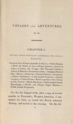 Chapter I. Voyage from western Australia to Java - Batavia