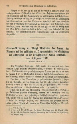 12. Circular-Verfügung der Königl. Ministerien des Innern