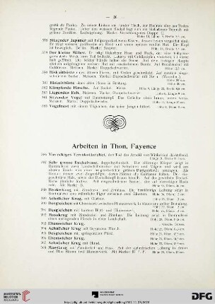 Arbeiten in Thon, Fayence (Nr. 386-412)