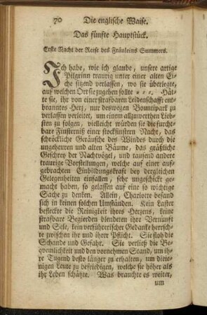 Das fünfte Hauptstück. Erste Nach der Reise des Fräuleins Summers.