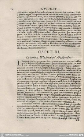 CAPUT III. De lumini, et lucis natura, et passionibus.