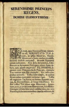 Serenissime princeps regens, domine clementissime.