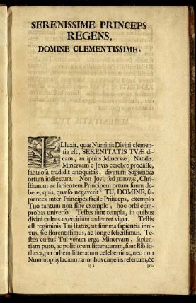 Serenissime princeps regens, domine clementissime.