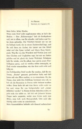 An Herder Wandsbeck, den 1. September 1775