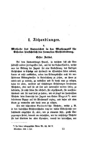 Methode des Unterrichts in der Mathematik für Schulen hinsiohtlich der formellen Geistesbildung