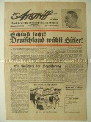 Sonderdruck der NS-Zeitung "Der Angriff" zur Reichspräsidentenwahl 1932
