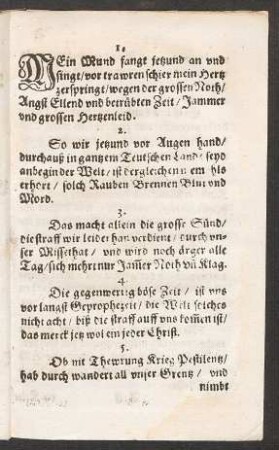 Mein Mund fangt jetzund an vnd || singt/ vor trawren schier mein Hertz || zerspringt/