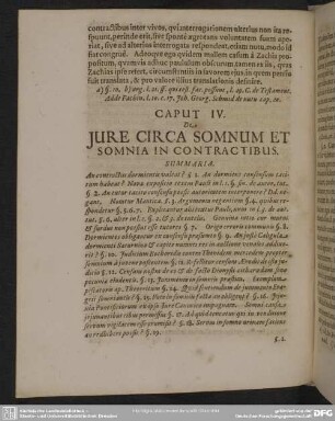 Caput IV. De Jure Circa Somnum Et Somnia In Contractibus