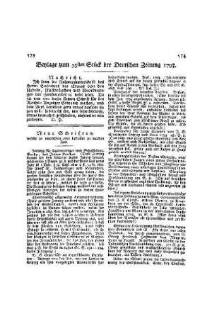 Beylage zum 33ten Stück der Deutschen Zeitung 1793