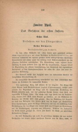 Zweiter Theil. Das Verfahren der ersten Instanz.