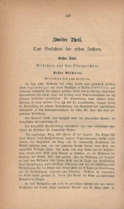 Zweiter Theil. Das Verfahren der ersten Instanz.