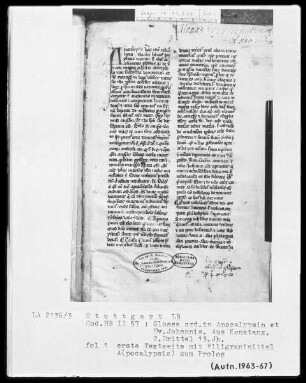 Apocalypsis et Evangelium secundum Johannem cum Glossa ordinaria — Apokalypse und Johannesevangelium — Glossa ordinaria