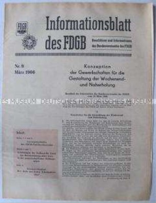 Informationsblatt des FDGB zu Fragen der Naherholung an den Wochenenden