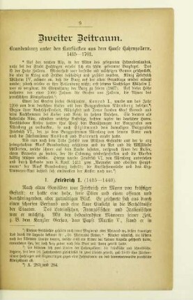 Zweiter Zeitraum. Brandenburg unter den Kurfürsten aus dem Hause Hohenzollern. 1415 - 1701