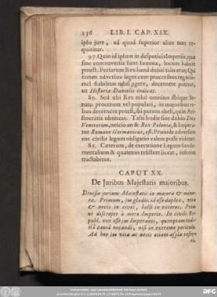 Caput XX. De Iuribus Maiestatis maioribus.