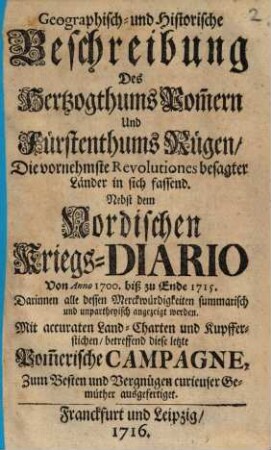 Geographisch- und historische Beschreibung des Herzogthums Pommern und Fürstenthums Rügen