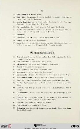 Vitrinengegenstände (Nr. 288-334)
