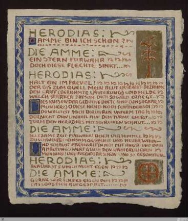 Herodias (Zeitgenössische Dichter II, Verlaine, Mallarmé, Rimbaud, De Regnier, D'Annunzio, Rolicz-Lieder: Übertragungen) - [Handschrift] - StGA-George I,1508 : Vers 52 - 68; [SW XVI: H2(Mallarmé)]; [SW XVI, S. 35-36/150-154]