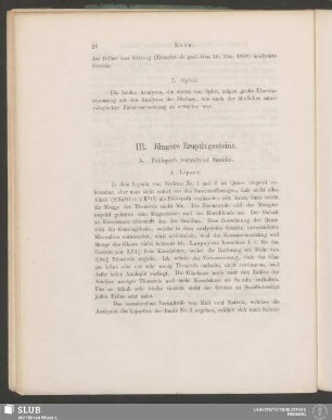 III. Jüngere Eruptivgesteine