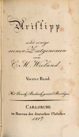 C. M. Wielands sämmtliche Werke. 36. - Aristipp ; Theil 4. - 1817. - 303 S.