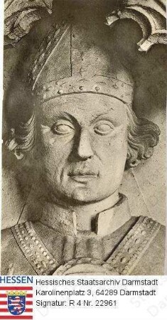 Rau von und zu Holzhausen, Konrad V. (+ 1464) / Porträt, Grabmal im Mainzer Dom, Brustbild