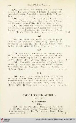 König Friedrich August I. 1806 - 1827 (Nr. 1708-1819)