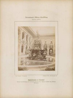 Tafel: Neptunbrunnen im Ehrenhof, Entwurf und Zeichnung von Kyllmann und Heyden, Figuren modelliert vom Bildhauer Eberlein