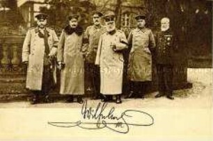 Wilhelm II. im Kreise von Militärs im Großen Hauptquartier