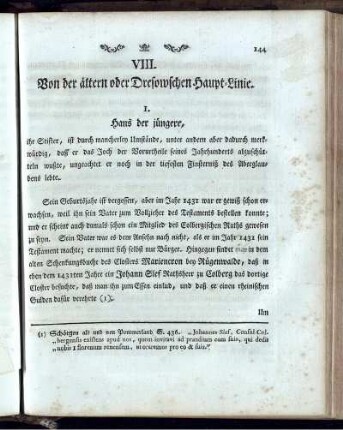 VIII. Von der ältern oder Dresowschen Haupt-Linie.