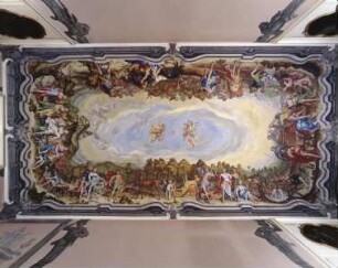 Mythologische Szenen einer antiken Jagdgesellschaft
