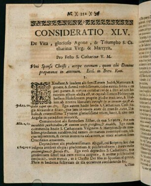 352-356, CONSIDERATIO XLV. De Vita, glorioso Agone, & Triumpho S. Catharinae Virg. & Martyris.