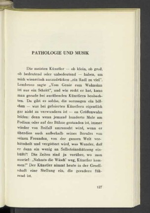 Pathologie Und Musik