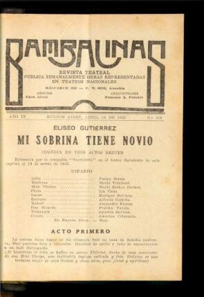 Mi sobrina tiene novio : comedia en tres actos breves