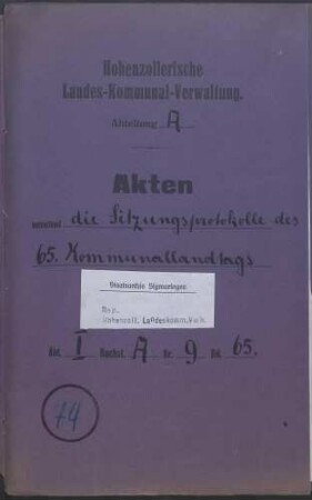 Außerordentlicher Landtag - Bd. 65