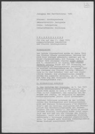 Großingersheim: Pfarrbericht 1970